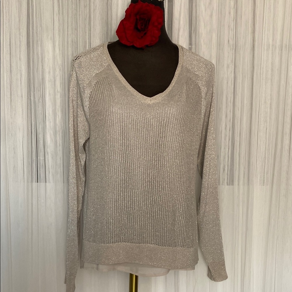 REDUCED!Lucky Brand Elegant Oatmeal Colour Loose knitted Underlay Fabric Sweater